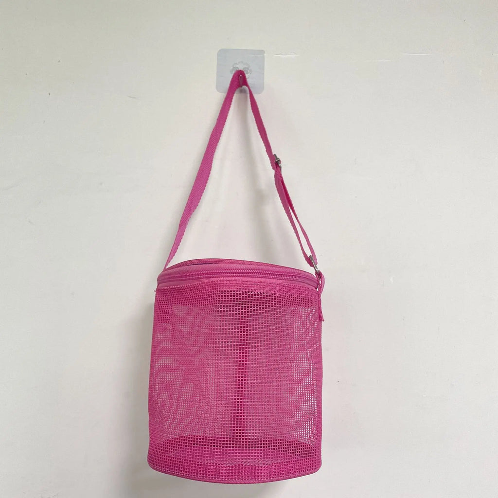 Colorful Beach Toys Mesh Beach Bag with Zipper Sand Toy Seashell Bag Pool Bag Swimming Accessories for Teens Boys Girls