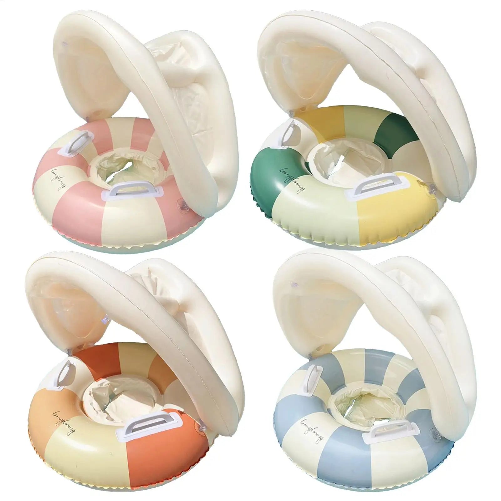 Children Swimming Float Circle with Sunshade Sun Canopy PVC Inflatable Swimming Float Baby Pool Floats For Beach Bath Pool