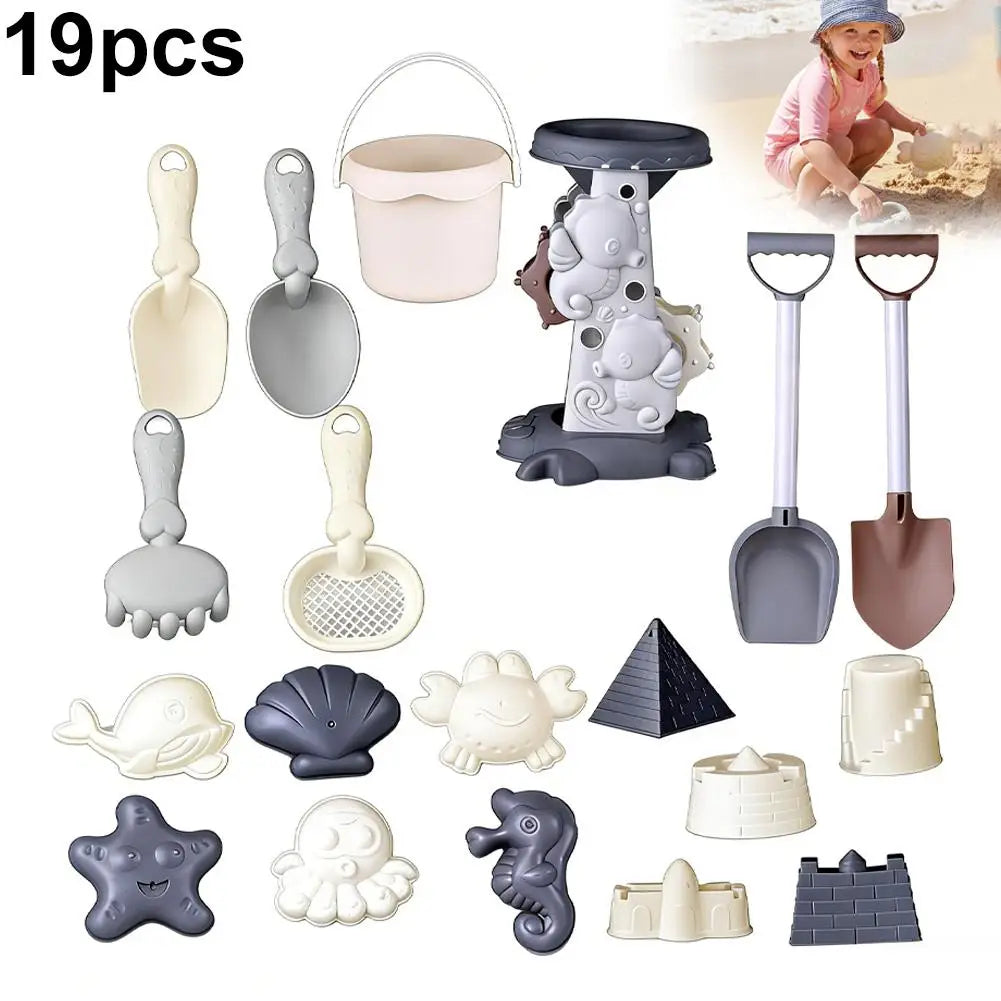 17/18/19pcs Beach Toys Set Summer Outdoor Games Sand Play Plastic Watering Bottle Shovels Panda Beach Water Game Toy Tools Gift