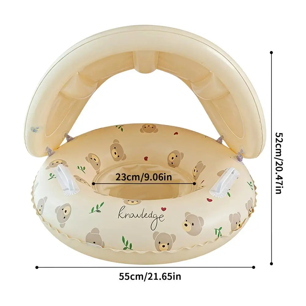 Kid Float with Canopy Water Play Supplies Kid Swimming Float for Beach Bathtub Bath Outdoor Vacation Travel Play for 3-48 months
