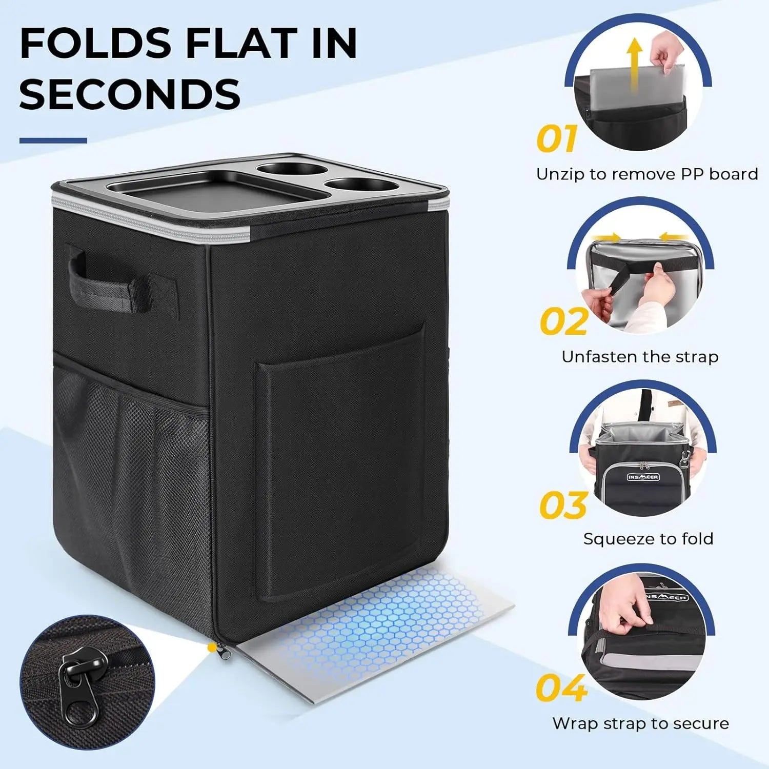 2-in-1 Rolling Cooler with Wheels, 60 Can Collapsible Soft Sided Cooler with Hard Top and Cup Holders for Beach Camping