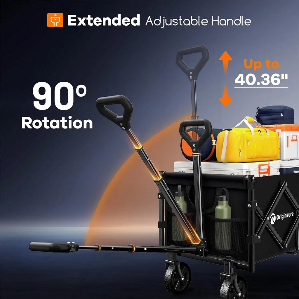 Collapsible Wagon Cart Foldable - Portable Heavy Duty Folding Beach Wagons with Wheels - Outdoor Utility Carts for Groceries
