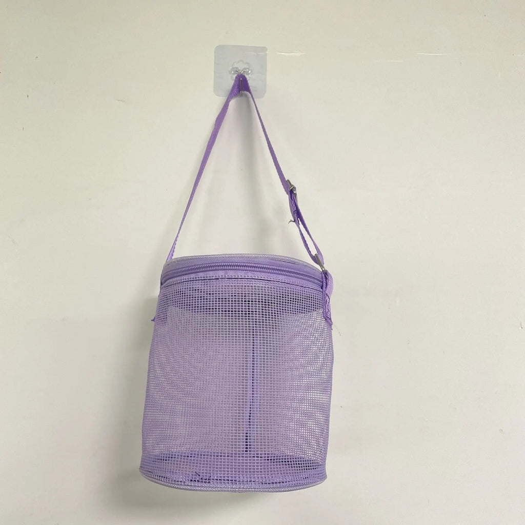 Colorful Beach Toys Mesh Beach Bag with Zipper Sand Toy Seashell Bag Pool Bag Swimming Accessories for Teens Boys Girls
