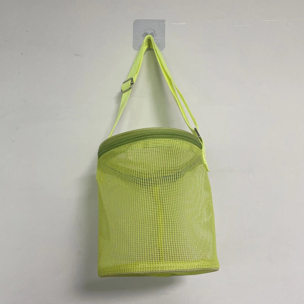 Colorful Beach Toys Mesh Beach Bag with Zipper Sand Toy Seashell Bag Pool Bag Swimming Accessories for Teens Boys Girls