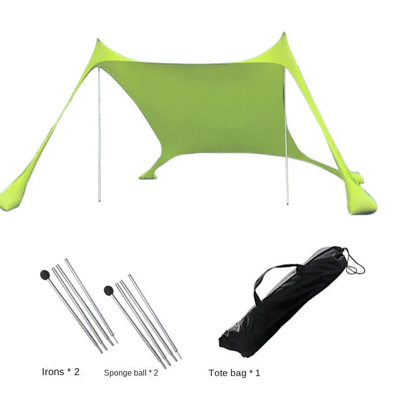 Camping Tent Outdoor Beach Awning UPF50+ Windproof All-in-One Beach Tent Portable Camping Picnic Outdoor Sun Protection Awning