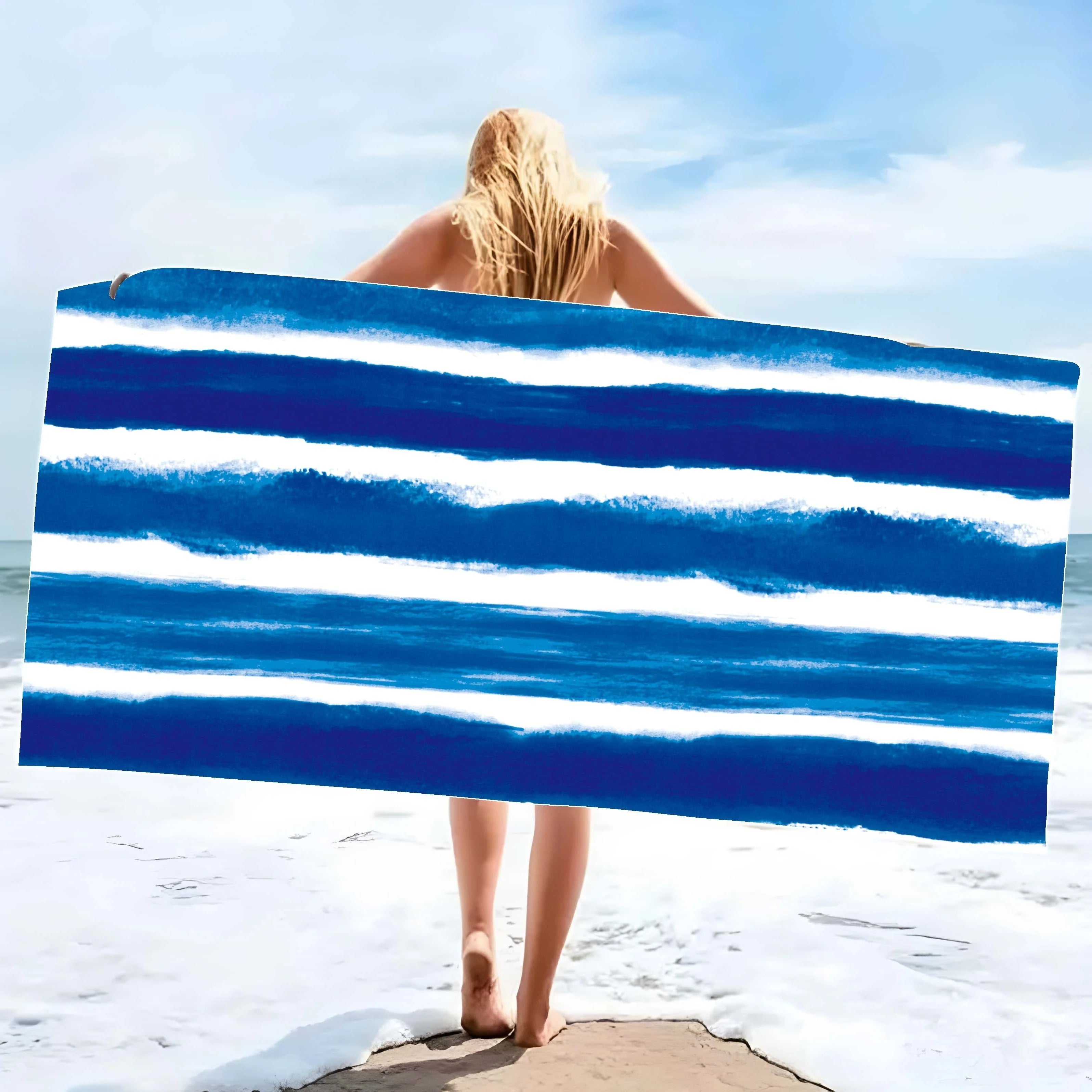 Promo Bulk Microfiber Oversized Terry Pool Beach Towel Blanket, 14 Patterns Extra Large Big for Body Women Camping