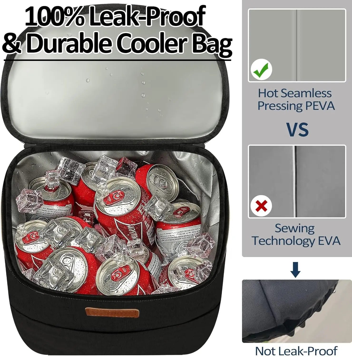 Insulated Cooler Backpack for 30-45 Cans, Leak Proof Soft Cooler Bag for Picnic Beach Work Trip Thermal Drink Carrier