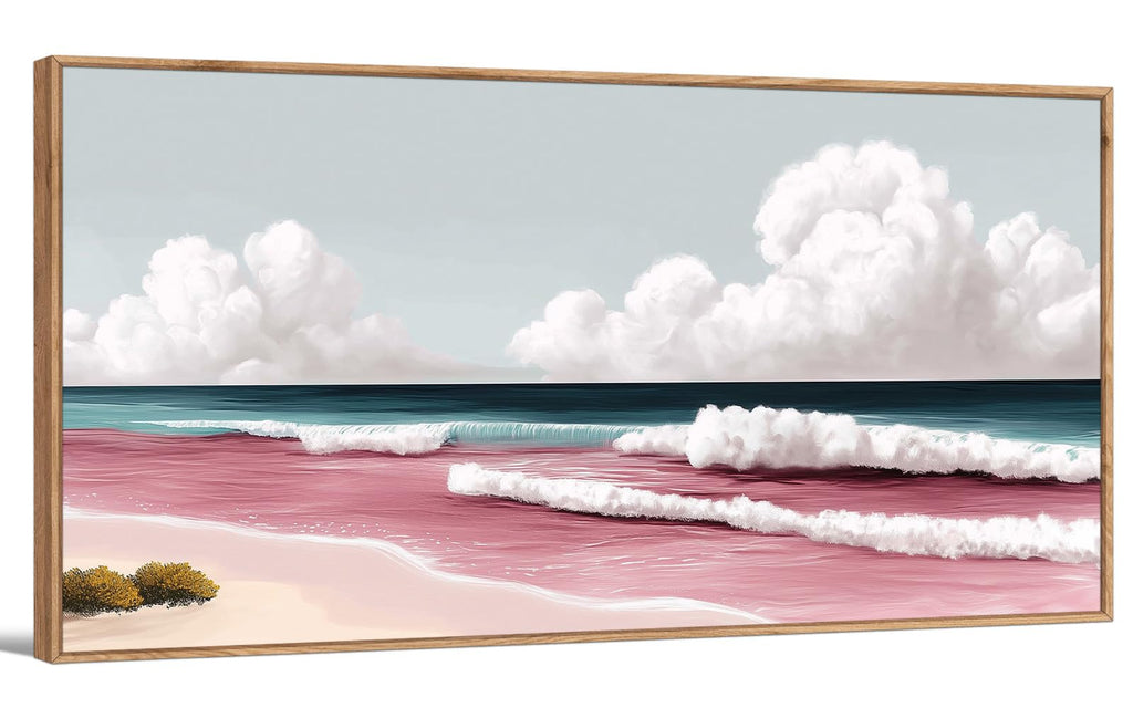 TIHUSAGO Framed Beach Wall Art Large Ocean Canvas Print for Living Room Bedroom Office Modern Coastal Wall Decor Artwork Decoration (24x48 inches)