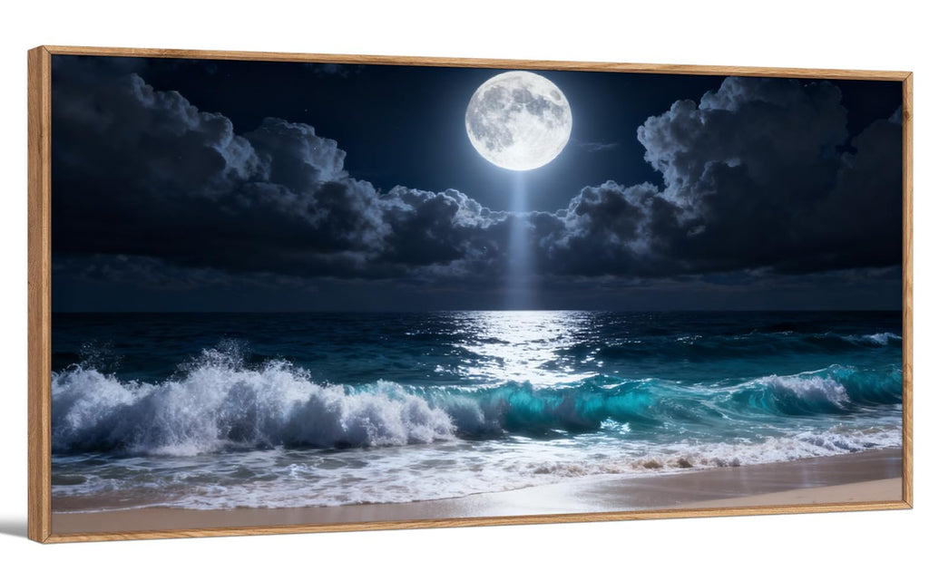 TIHUSAGO Framed Beach Wall Art Large Ocean Canvas Print for Living Room Bedroom Office Modern Coastal Wall Decor Artwork Decoration (24x48 inches)