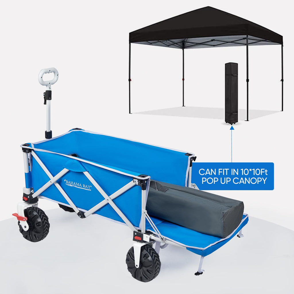 Old Bahama Bay 500lbs Love-Seat Wagon 3-in-1 Bench Wagon Seat for 2 Adults & Heavy Duty Utility Cart, 31L Detachable Cooler Bag, Adjustable Handle &Cup Holders,Perfect for The Beach, Sport, Camping