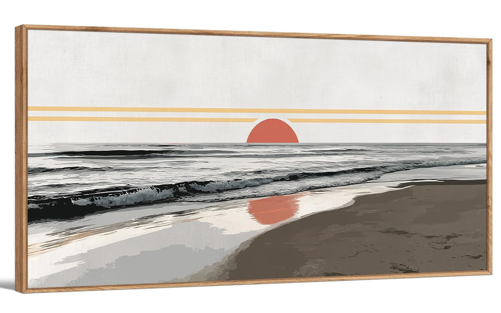 TIHUSAGO Framed Beach Wall Art Large Ocean Canvas Print for Living Room Bedroom Office Modern Coastal Wall Decor Artwork Decoration (24x48 inches)