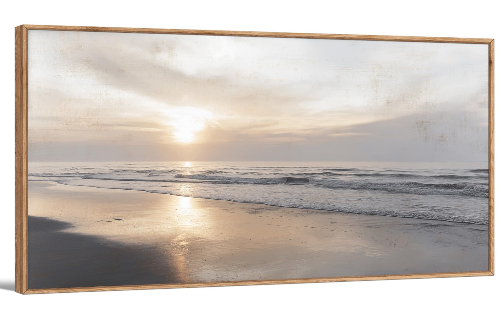 TIHUSAGO Framed Beach Wall Art Large Ocean Canvas Print for Living Room Bedroom Office Modern Coastal Wall Decor Artwork Decoration (24x48 inches)