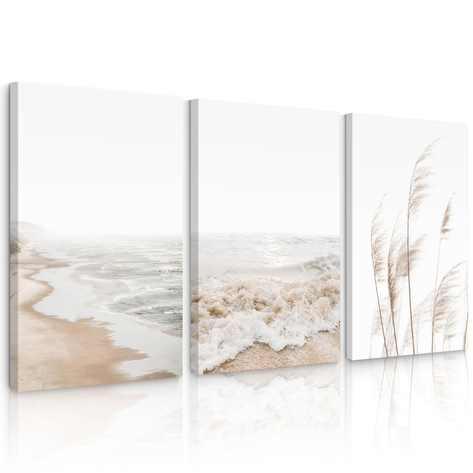 Beach Wall Art Decor Coastal Ocean Poster Palm Tree Canvas Wall Decor Beachy Room Aesthetic Pictures Blue Waves Prints Beach Coasta Artwork for Bedroom Living Room 8x10 Inch Unframed Set of 3