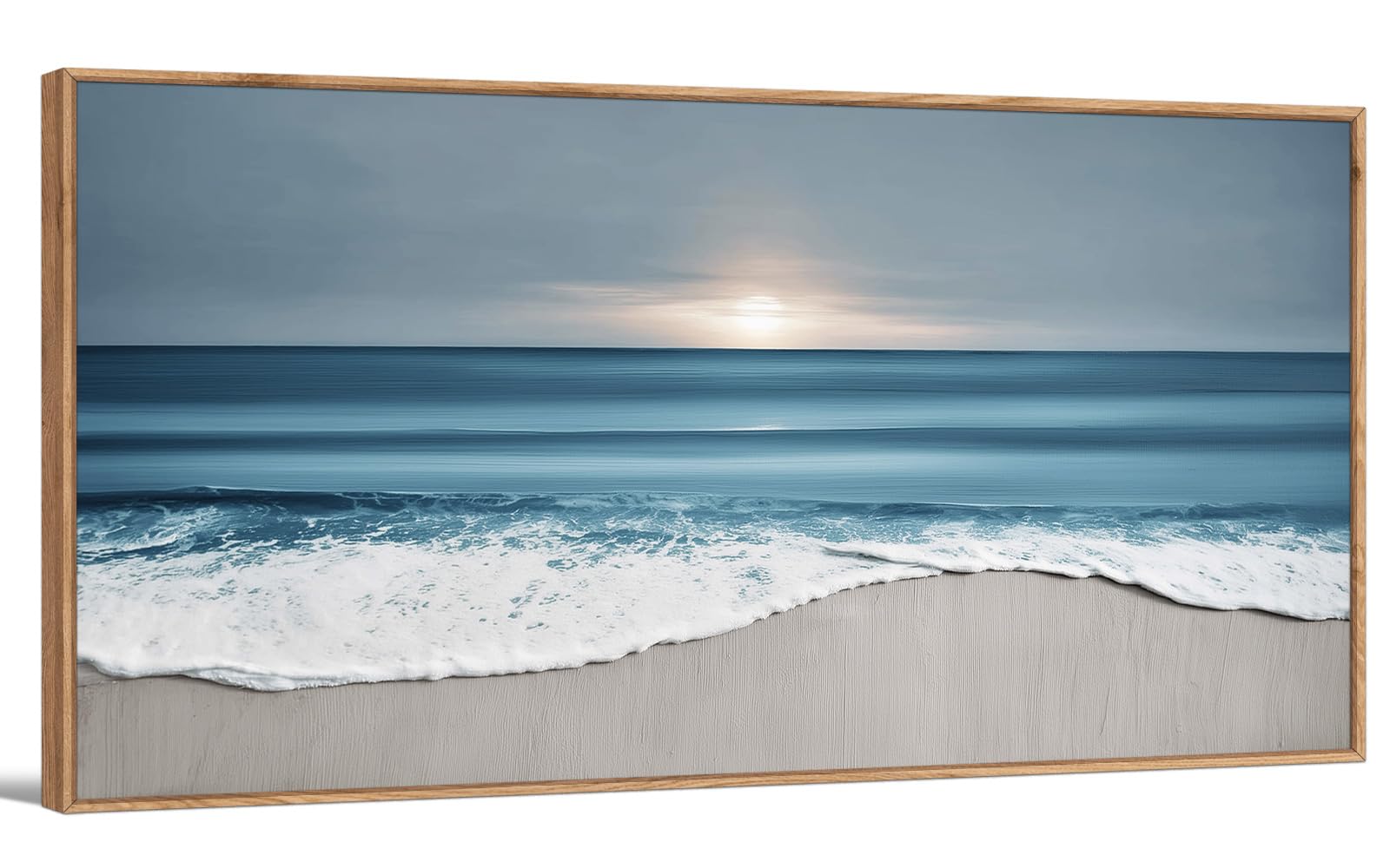 TIHUSAGO Framed Beach Wall Art Large Ocean Canvas Print for Living Room Bedroom Office Modern Coastal Wall Decor Artwork Decoration (24x48 inches)