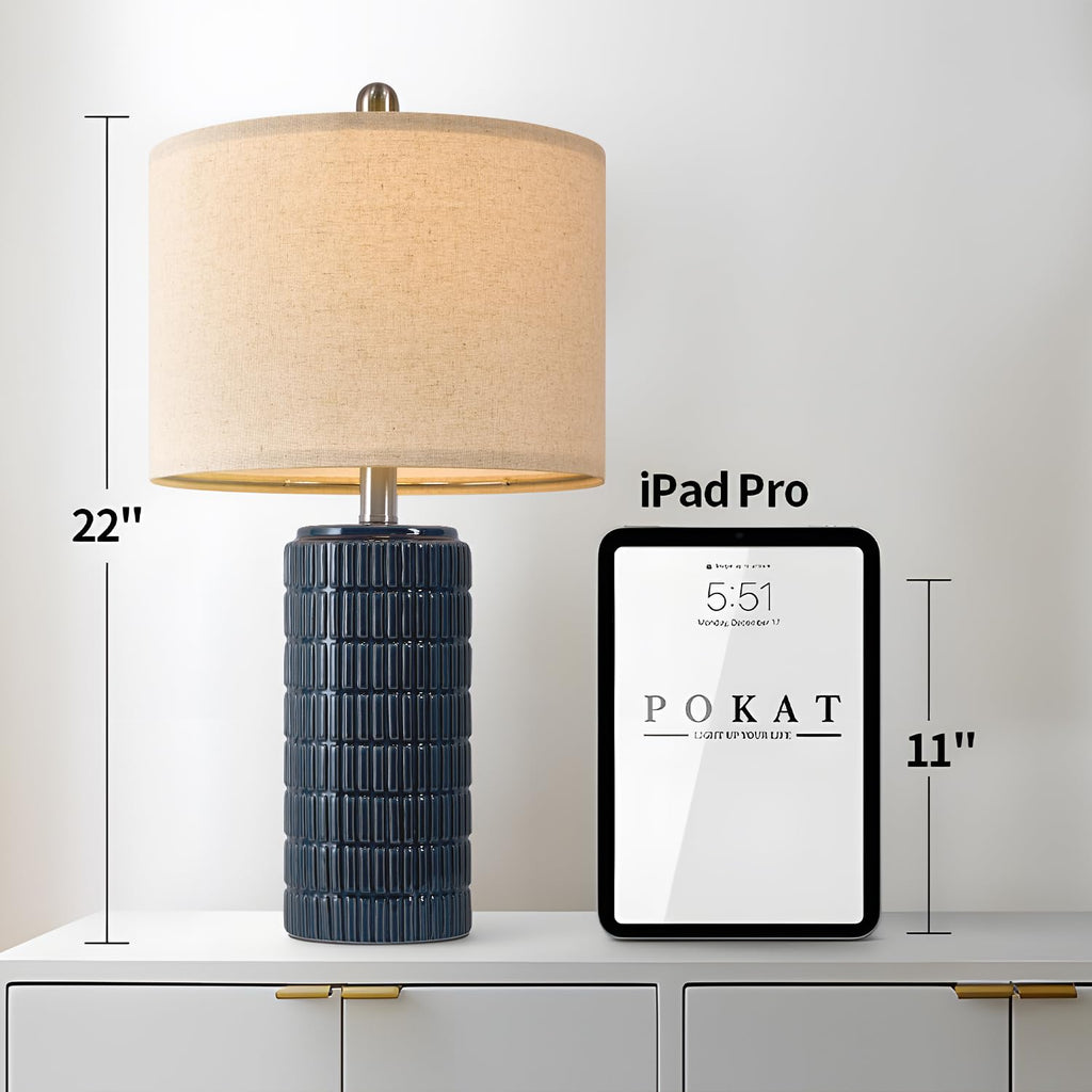PoKat 23" Modern Ceramic Table Lamp Set of 2 for Living Room White Desk Lamps for Bedroom Farmhouse Bedside Nightstand Lamp House Warming Gifts New Home Decor End Table Lamps Gifts for Women Mom Beige