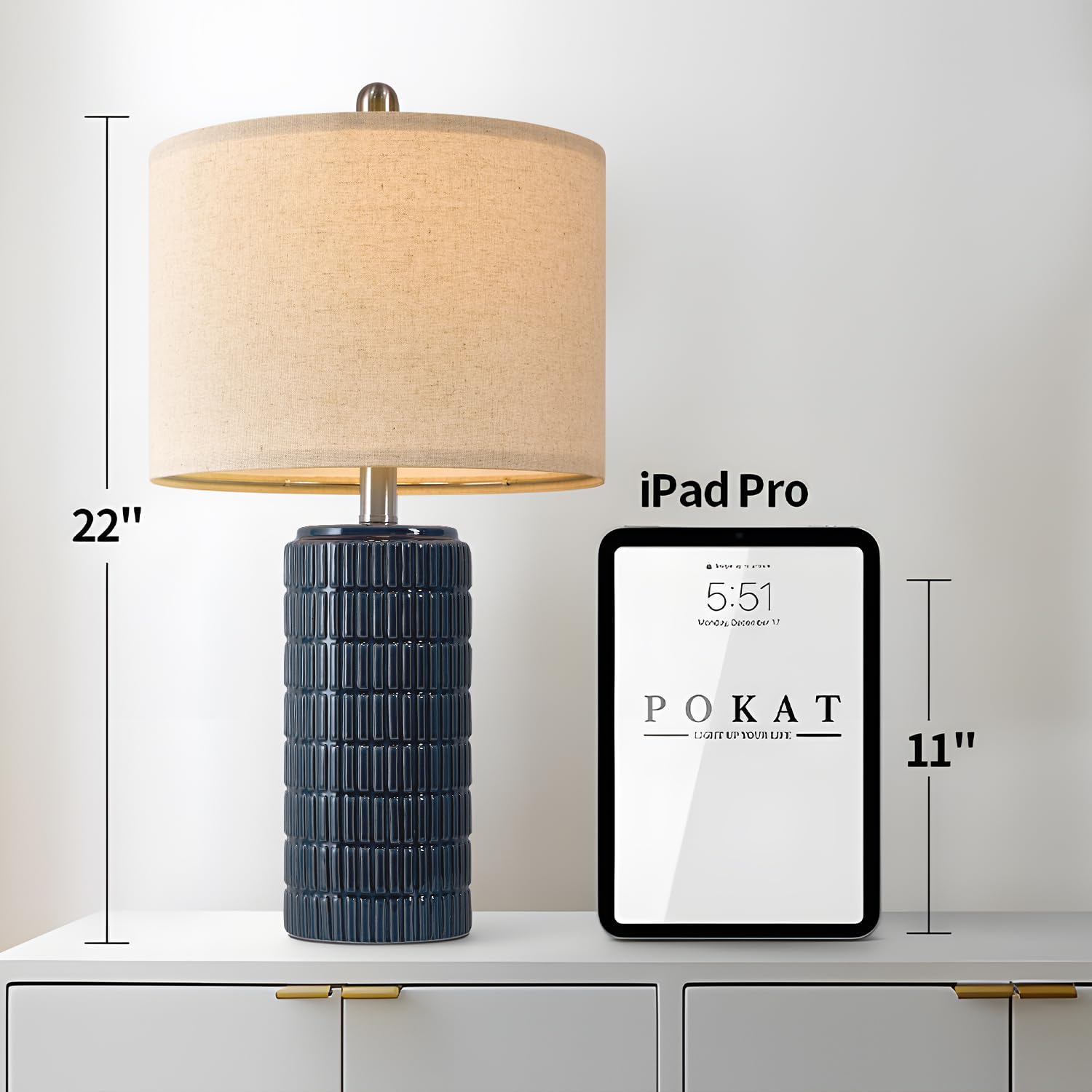 PoKat 23" Modern Ceramic Table Lamp Set of 2 for Living Room White Desk Lamps for Bedroom Farmhouse Bedside Nightstand Lamp House Warming Gifts New Home Decor End Table Lamps Gifts for Women Mom Beige