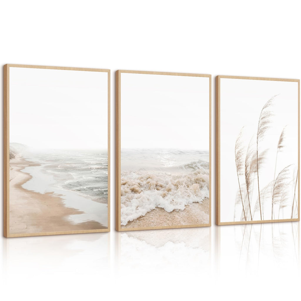 Beach Wall Art Decor Coastal Ocean Poster Palm Tree Canvas Wall Decor Beachy Room Aesthetic Pictures Blue Waves Prints Beach Coasta Artwork for Bedroom Living Room 8x10 Inch Unframed Set of 3