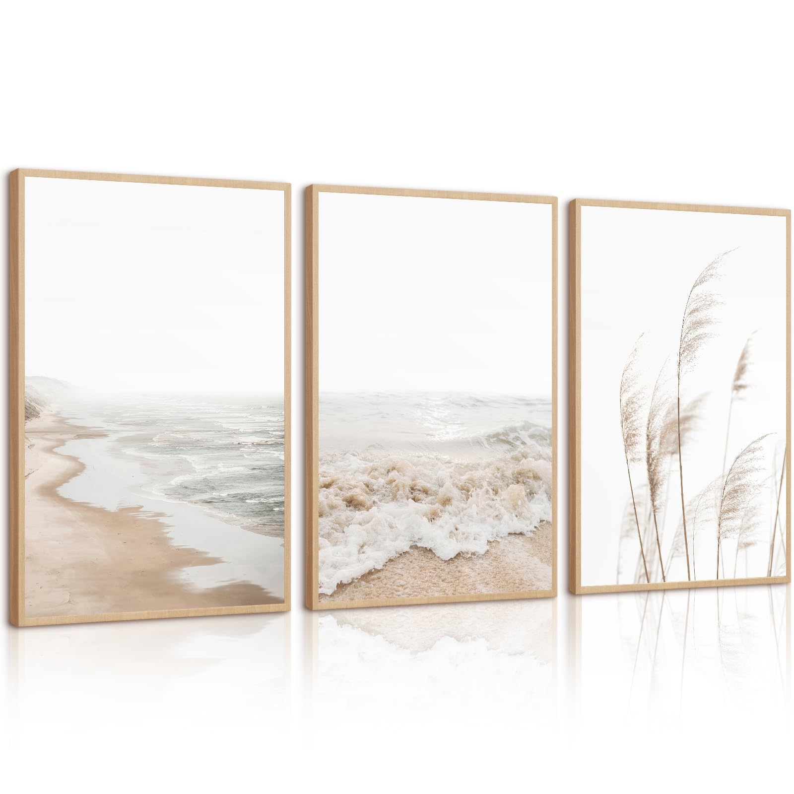 Beach Wall Art Decor Coastal Ocean Poster Palm Tree Canvas Wall Decor Beachy Room Aesthetic Pictures Blue Waves Prints Beach Coasta Artwork for Bedroom Living Room 8x10 Inch Unframed Set of 3