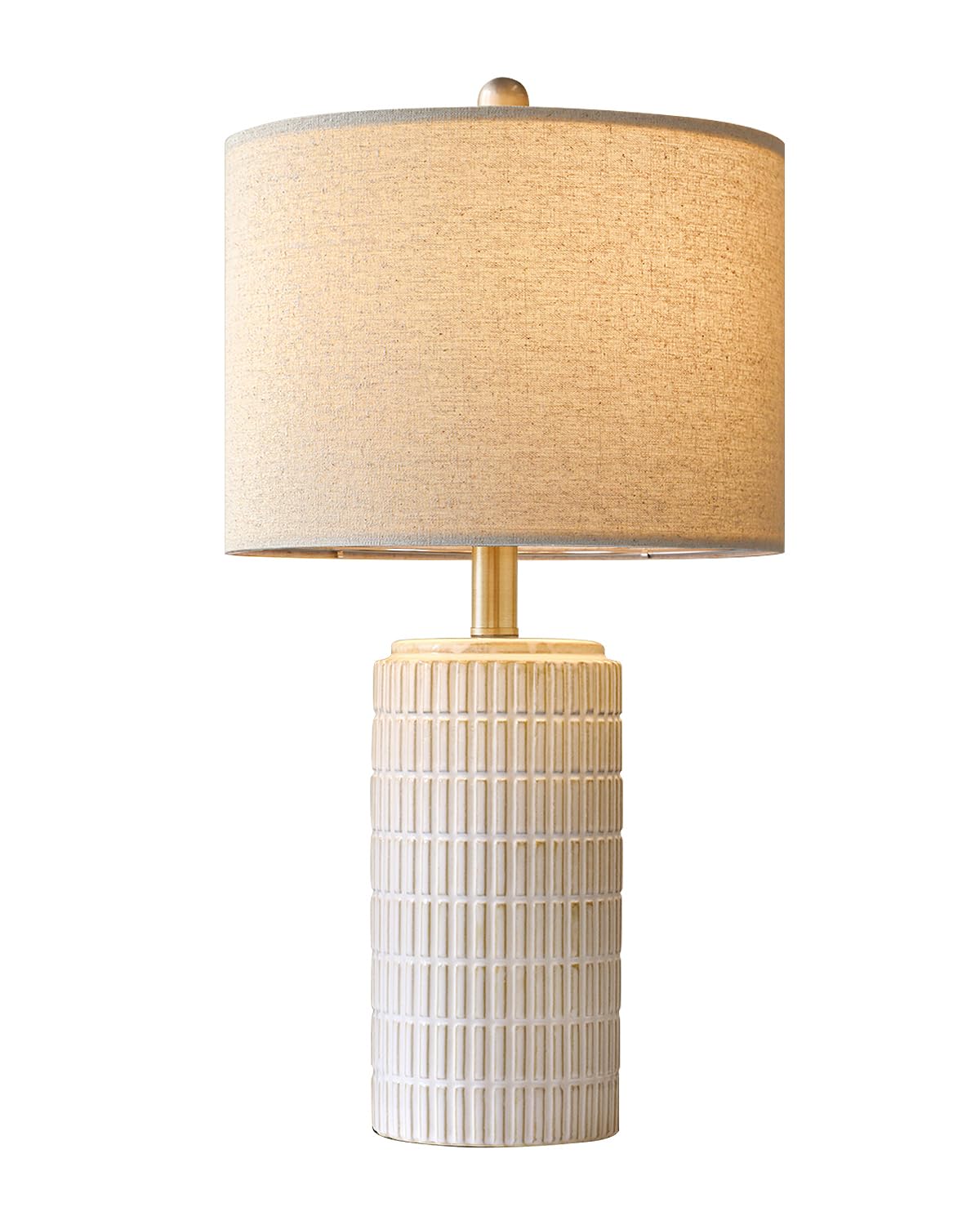 PoKat 23" Modern Ceramic Table Lamp Set of 2 for Living Room White Desk Lamps for Bedroom Farmhouse Bedside Nightstand Lamp House Warming Gifts New Home Decor End Table Lamps Gifts for Women Mom Beige