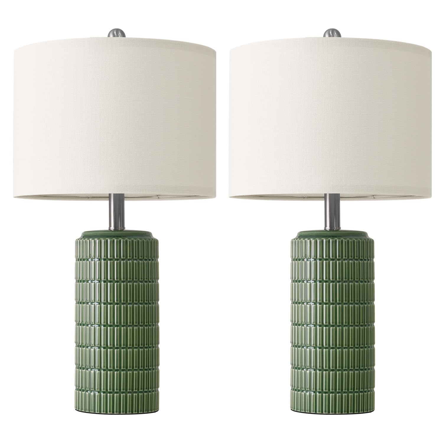 PoKat 23" Modern Ceramic Table Lamp Set of 2 for Living Room White Desk Lamps for Bedroom Farmhouse Bedside Nightstand Lamp House Warming Gifts New Home Decor End Table Lamps Gifts for Women Mom Beige