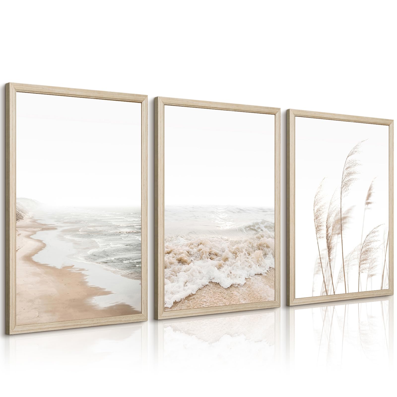 Beach Wall Art Decor Coastal Ocean Poster Palm Tree Canvas Wall Decor Beachy Room Aesthetic Pictures Blue Waves Prints Beach Coasta Artwork for Bedroom Living Room 8x10 Inch Unframed Set of 3
