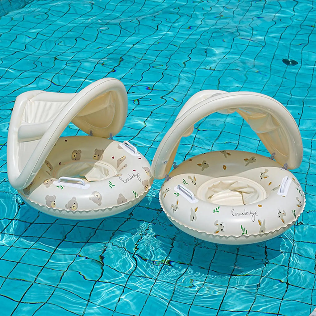 Kid Float with Canopy Water Play Supplies Kid Swimming Float for Beach Bathtub Bath Outdoor Vacation Travel Play for 3-48 months