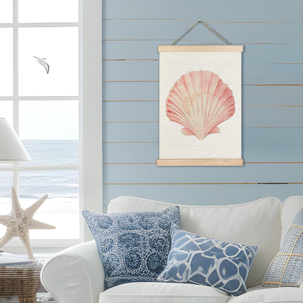 RYYCDOI Coastal Cowgirl Beach Room Decor Set of 2, Aesthetic Seashell Wall Decor, Blue Beach Decor for Teen Girls Room, 12x16 Inches