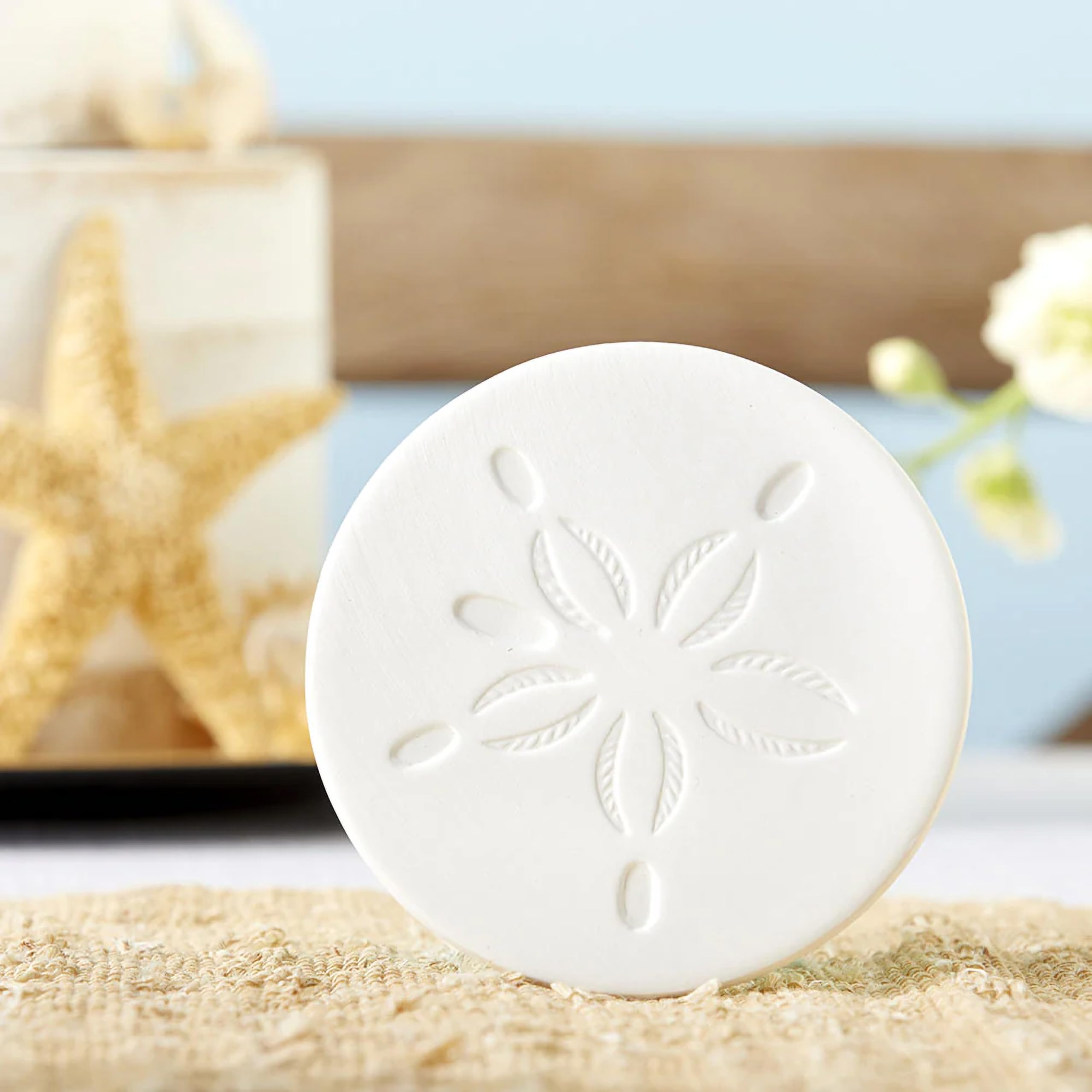 Kate Aspen Absorbent Sand Dollar Drink Coasters Set of 4– Coastal Decor, Nautical Home Decorations, Housewarming Gift, & Beach Themed Coasters for Drinks