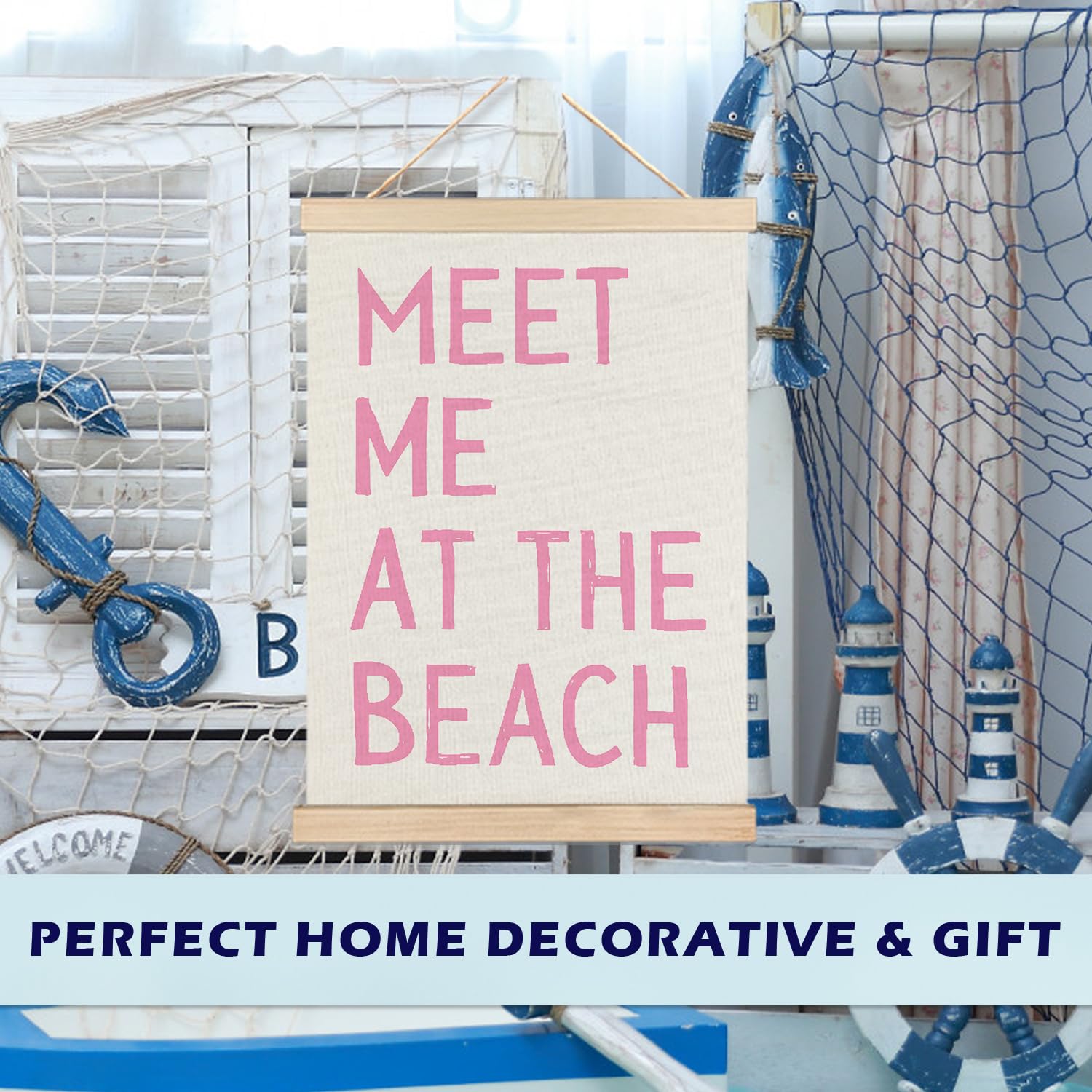 RYYCDOI Coastal Cowgirl Beach Room Decor Set of 2, Aesthetic Seashell Wall Decor, Blue Beach Decor for Teen Girls Room, 12x16 Inches