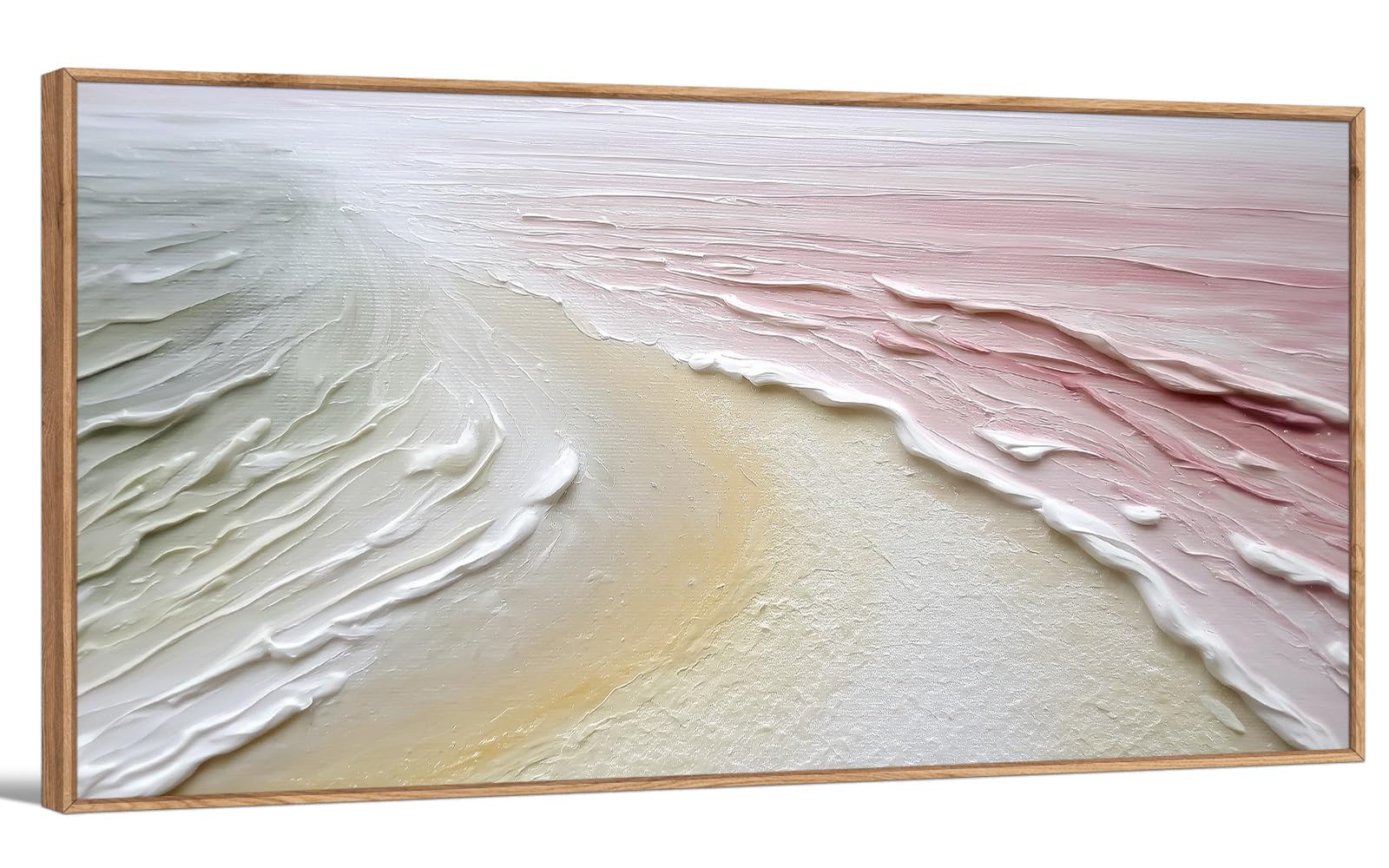 TIHUSAGO Framed Beach Wall Art Large Ocean Canvas Print for Living Room Bedroom Office Modern Coastal Wall Decor Artwork Decoration (24x48 inches)