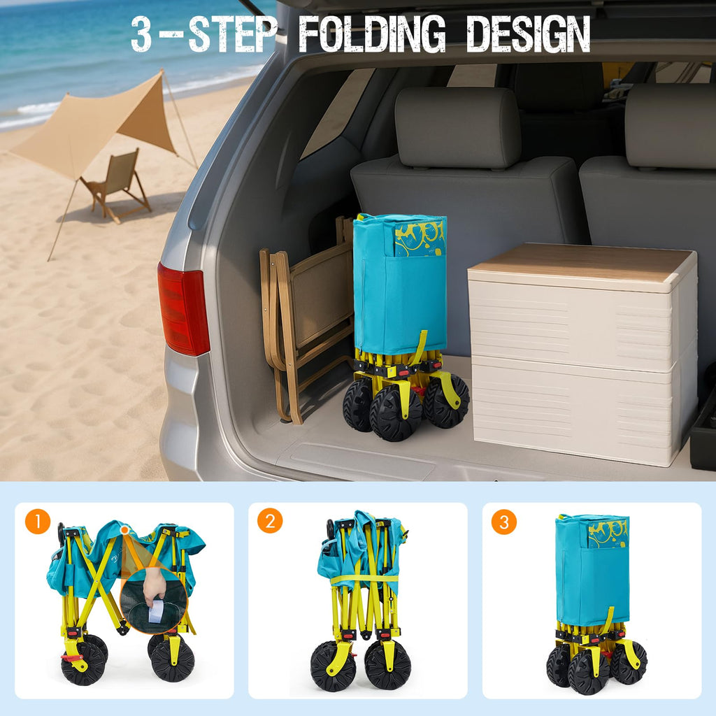 Old Bahama Bay 500lbs Love-Seat Wagon 3-in-1 Bench Wagon Seat for 2 Adults & Heavy Duty Utility Cart, 31L Detachable Cooler Bag, Adjustable Handle &Cup Holders,Perfect for The Beach, Sport, Camping