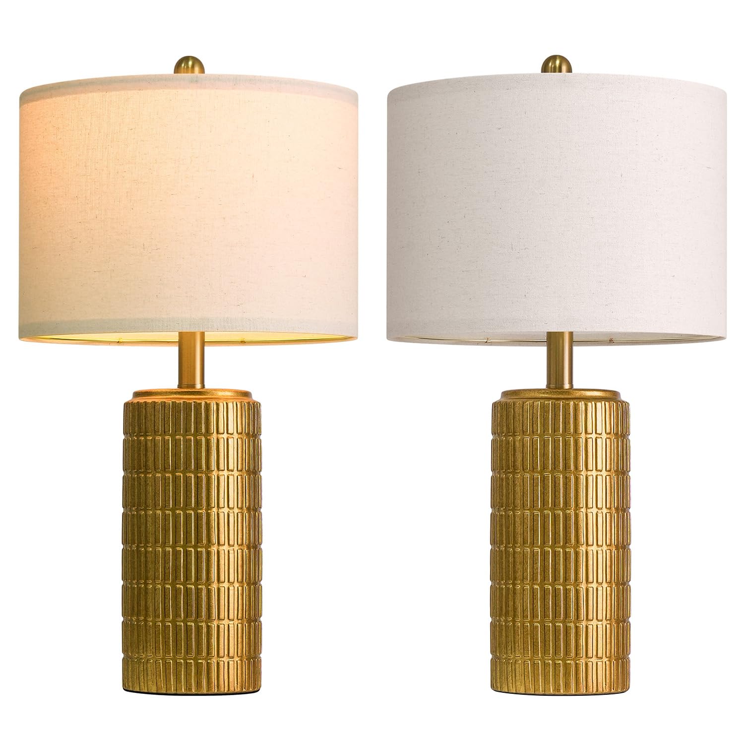 PoKat 23" Modern Ceramic Table Lamp Set of 2 for Living Room White Desk Lamps for Bedroom Farmhouse Bedside Nightstand Lamp House Warming Gifts New Home Decor End Table Lamps Gifts for Women Mom Beige