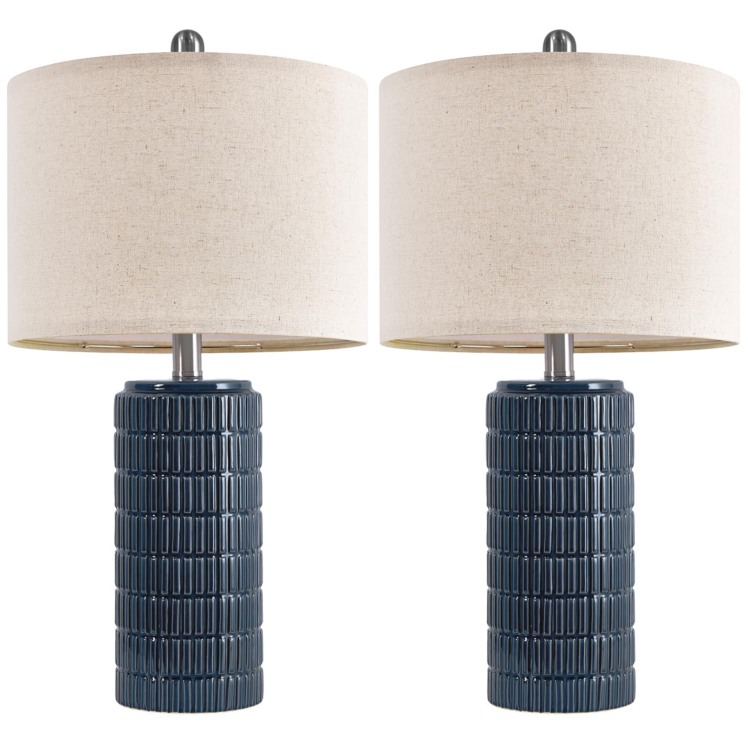 PoKat 23" Modern Ceramic Table Lamp Set of 2 for Living Room White Desk Lamps for Bedroom Farmhouse Bedside Nightstand Lamp House Warming Gifts New Home Decor End Table Lamps Gifts for Women Mom Beige