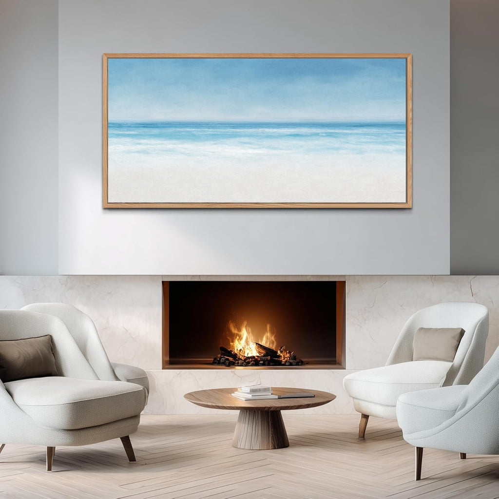 TIHUSAGO Framed Beach Wall Art Large Ocean Canvas Print for Living Room Bedroom Office Modern Coastal Wall Decor Artwork Decoration (24x48 inches)
