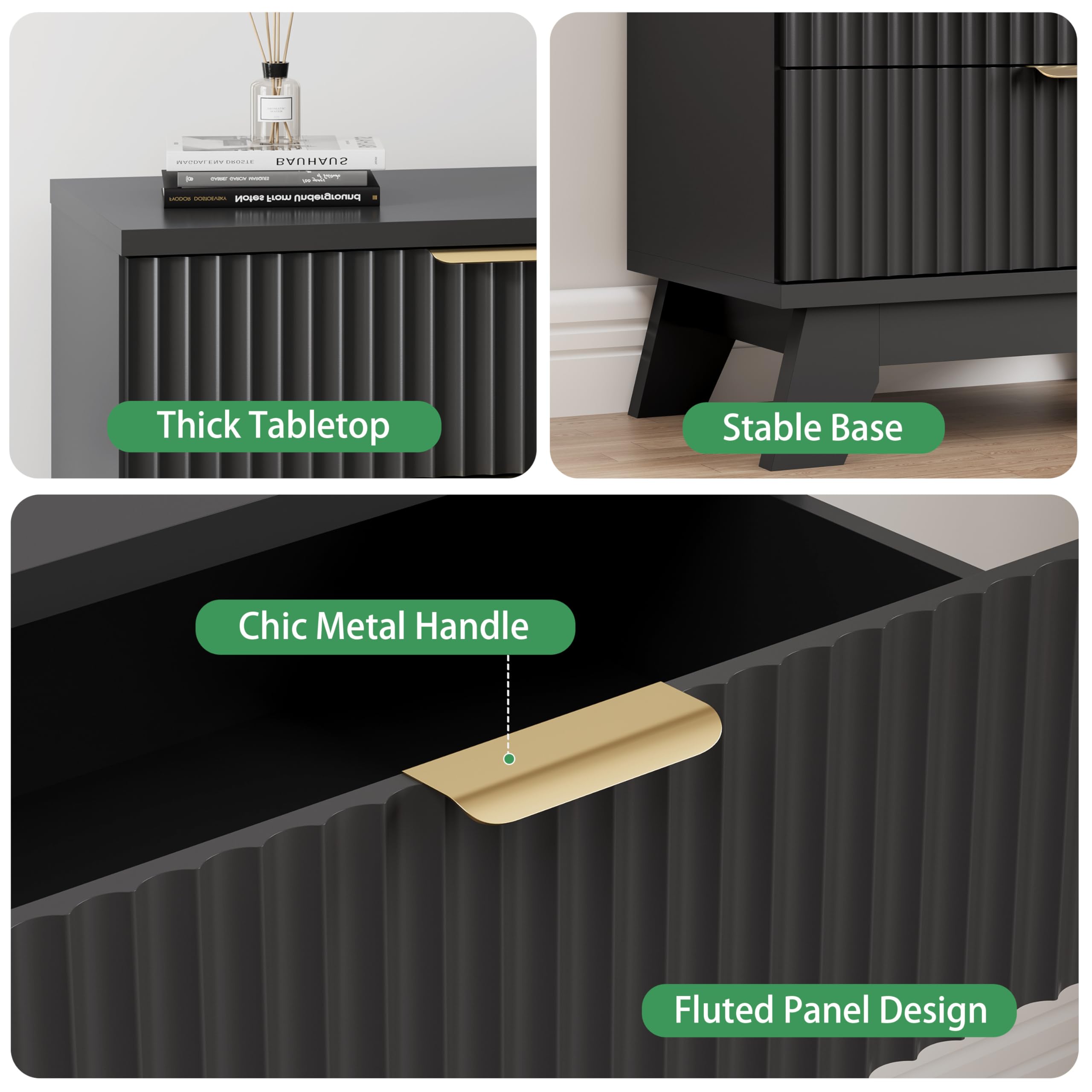 Fluted Dresser for Bedroom with 9 Drawers, 57" Wide Modern Chest of Drawers with Metal Handle, Wooden Dresser TV Stand, Wood Closet Clothes Storage Organizer for Living Room, Hallway, Natural Oak