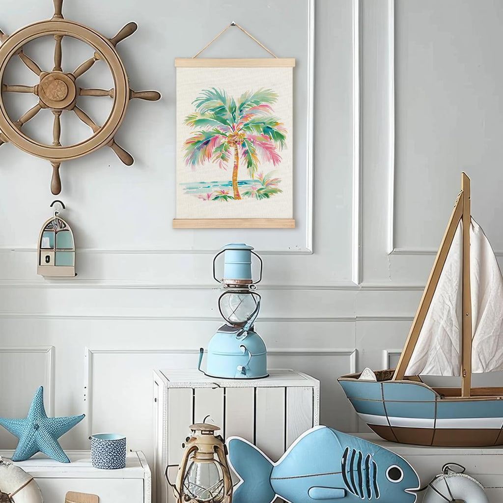 RYYCDOI Coastal Cowgirl Beach Room Decor Set of 2, Aesthetic Seashell Wall Decor, Blue Beach Decor for Teen Girls Room, 12x16 Inches