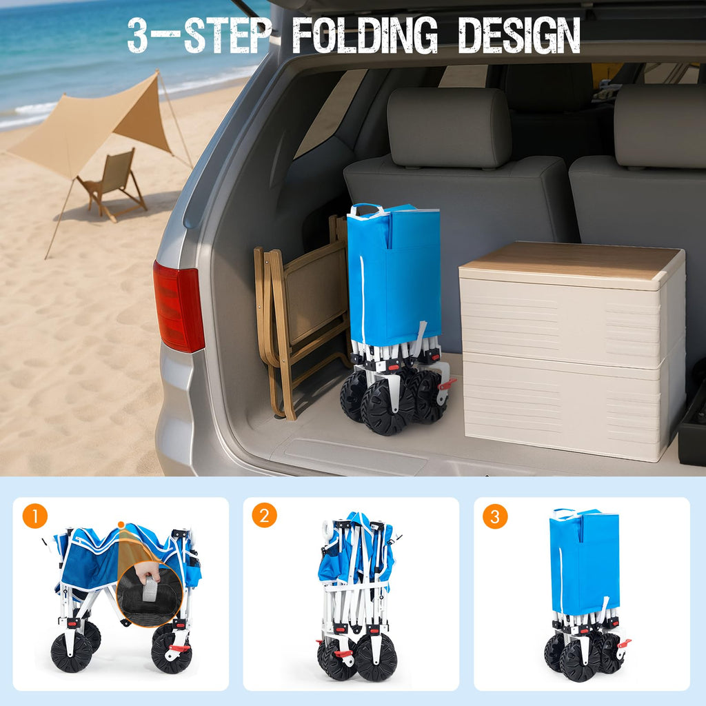 Old Bahama Bay 500lbs Love-Seat Wagon 3-in-1 Bench Wagon Seat for 2 Adults & Heavy Duty Utility Cart, 31L Detachable Cooler Bag, Adjustable Handle &Cup Holders,Perfect for The Beach, Sport, Camping