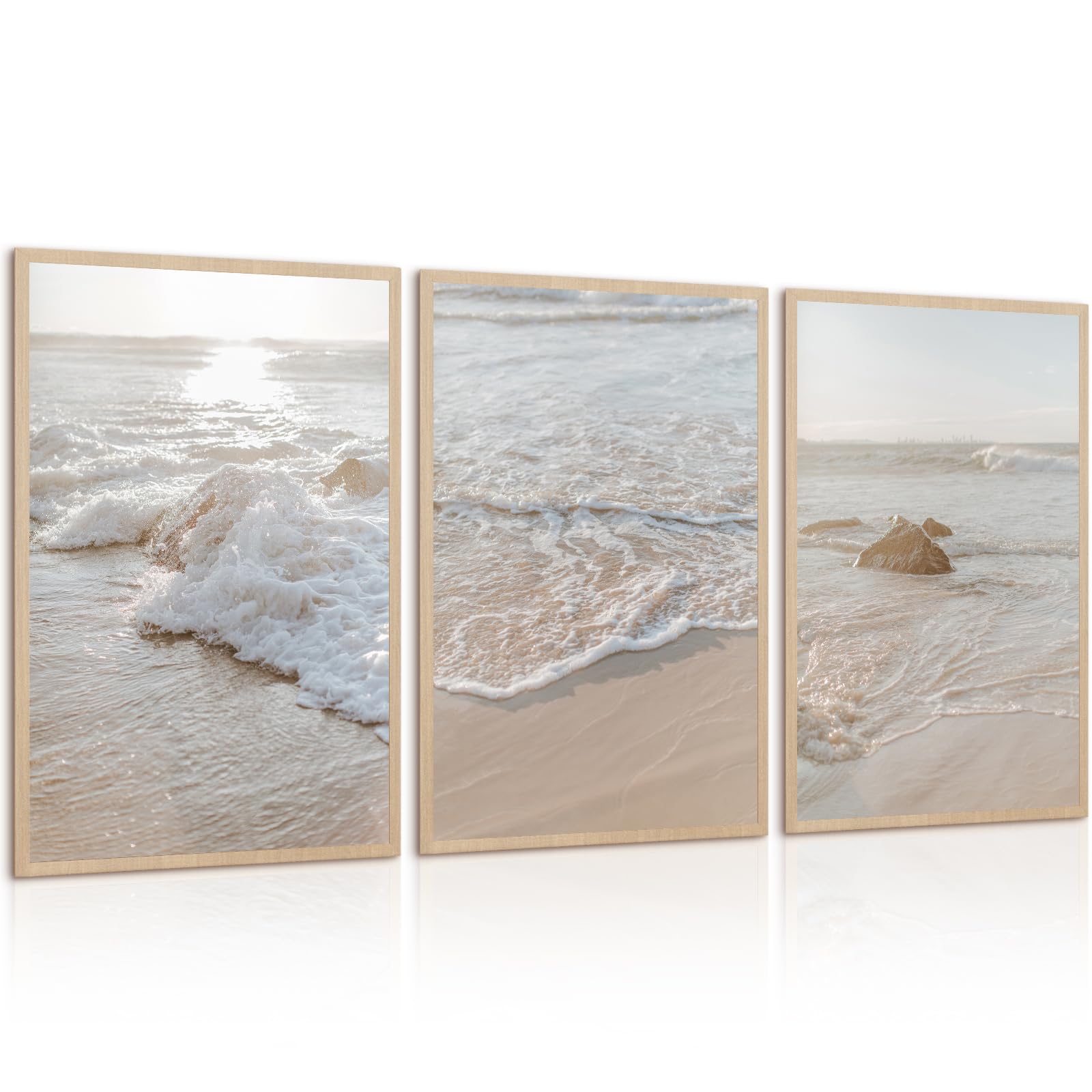 Beach Wall Art Decor Coastal Ocean Poster Palm Tree Canvas Wall Decor Beachy Room Aesthetic Pictures Blue Waves Prints Beach Coasta Artwork for Bedroom Living Room 8x10 Inch Unframed Set of 3