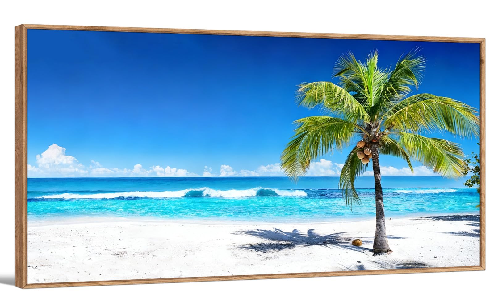 TIHUSAGO Framed Beach Wall Art Large Ocean Canvas Print for Living Room Bedroom Office Modern Coastal Wall Decor Artwork Decoration (24x48 inches)