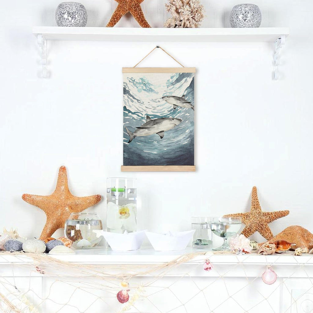 RYYCDOI Coastal Cowgirl Beach Room Decor Set of 2, Aesthetic Seashell Wall Decor, Blue Beach Decor for Teen Girls Room, 12x16 Inches