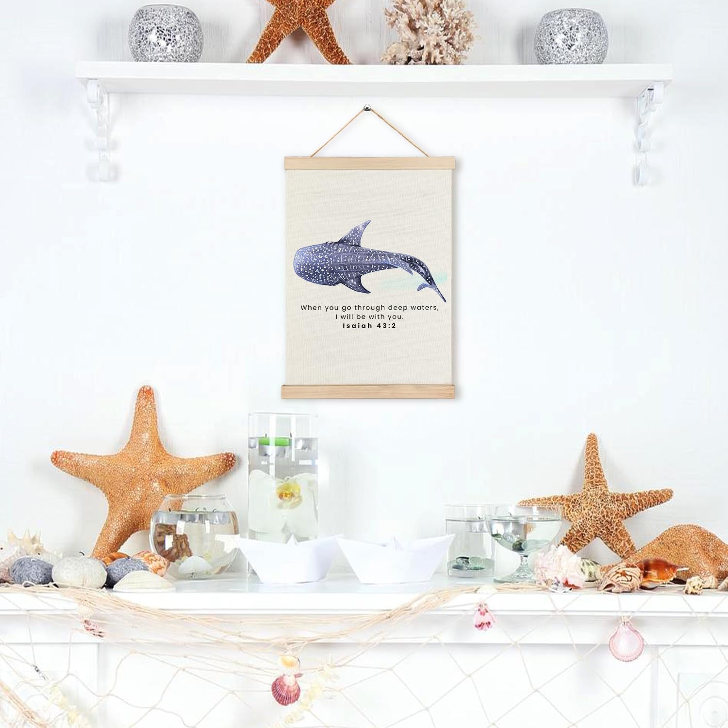 RYYCDOI Coastal Cowgirl Beach Room Decor Set of 2, Aesthetic Seashell Wall Decor, Blue Beach Decor for Teen Girls Room, 12x16 Inches