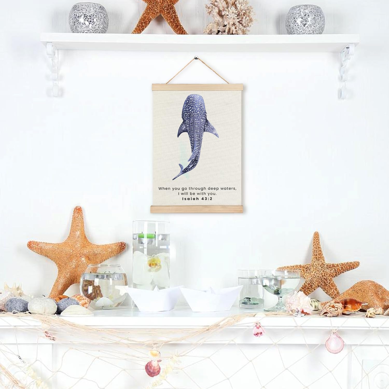 RYYCDOI Coastal Cowgirl Beach Room Decor Set of 2, Aesthetic Seashell Wall Decor, Blue Beach Decor for Teen Girls Room, 12x16 Inches