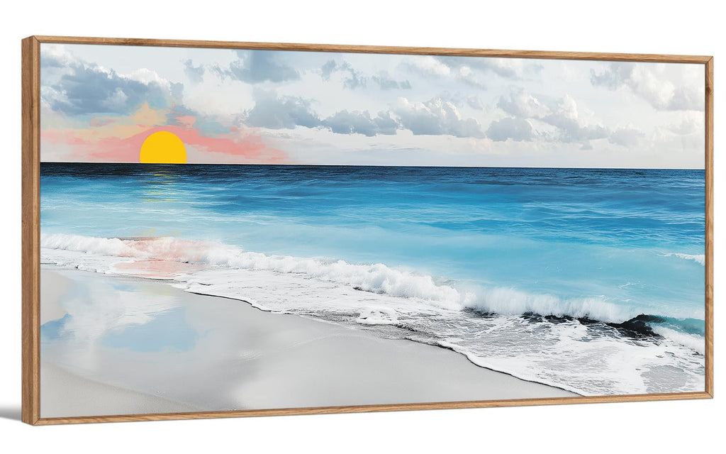 TIHUSAGO Framed Beach Wall Art Large Ocean Canvas Print for Living Room Bedroom Office Modern Coastal Wall Decor Artwork Decoration (24x48 inches)