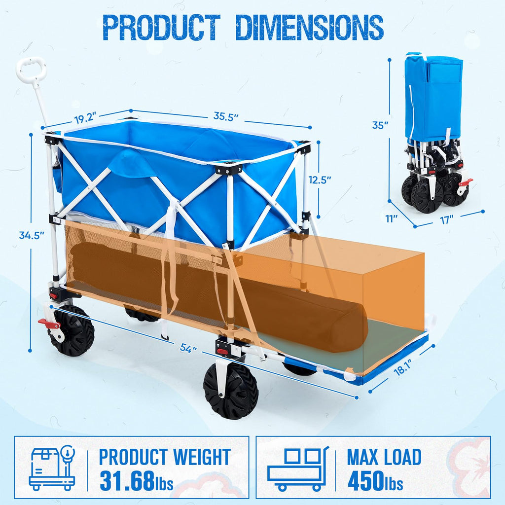 Old Bahama Bay 500lbs Love-Seat Wagon 3-in-1 Bench Wagon Seat for 2 Adults & Heavy Duty Utility Cart, 31L Detachable Cooler Bag, Adjustable Handle &Cup Holders,Perfect for The Beach, Sport, Camping