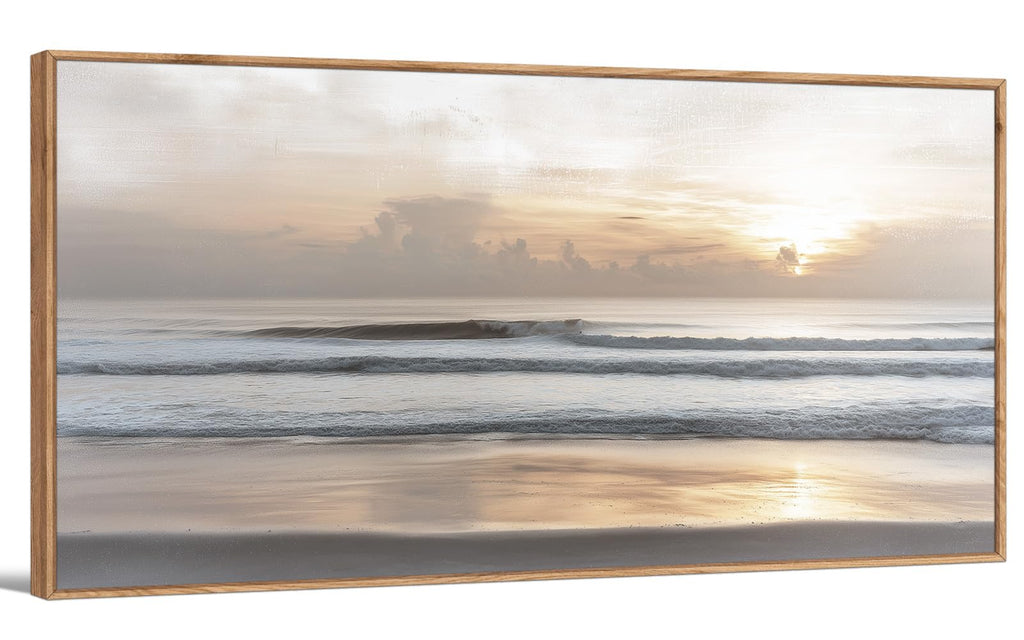 TIHUSAGO Framed Beach Wall Art Large Ocean Canvas Print for Living Room Bedroom Office Modern Coastal Wall Decor Artwork Decoration (24x48 inches)