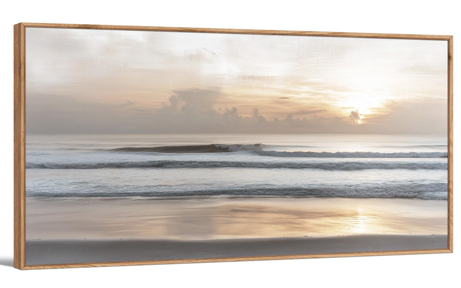 TIHUSAGO Framed Beach Wall Art Large Ocean Canvas Print for Living Room Bedroom Office Modern Coastal Wall Decor Artwork Decoration (24x48 inches)