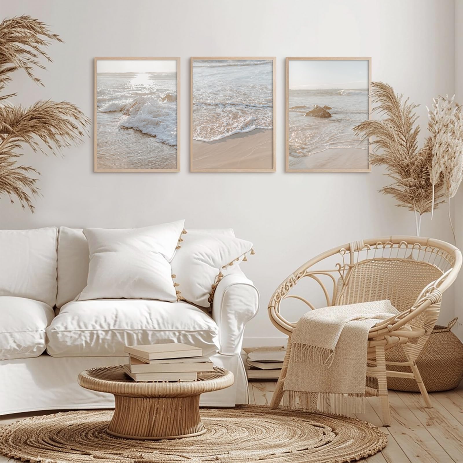 Beach Wall Art Decor Coastal Ocean Poster Palm Tree Canvas Wall Decor Beachy Room Aesthetic Pictures Blue Waves Prints Beach Coasta Artwork for Bedroom Living Room 8x10 Inch Unframed Set of 3