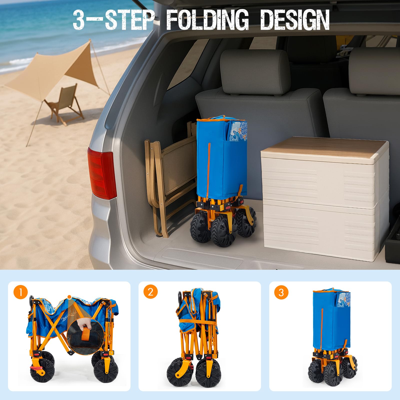Old Bahama Bay 500lbs Love-Seat Wagon 3-in-1 Bench Wagon Seat for 2 Adults & Heavy Duty Utility Cart, 31L Detachable Cooler Bag, Adjustable Handle &Cup Holders,Perfect for The Beach, Sport, Camping