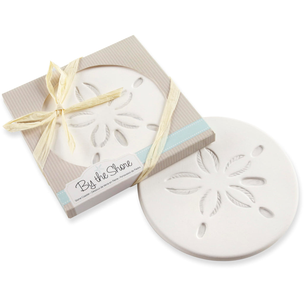 Kate Aspen Absorbent Sand Dollar Drink Coasters Set of 4– Coastal Decor, Nautical Home Decorations, Housewarming Gift, & Beach Themed Coasters for Drinks