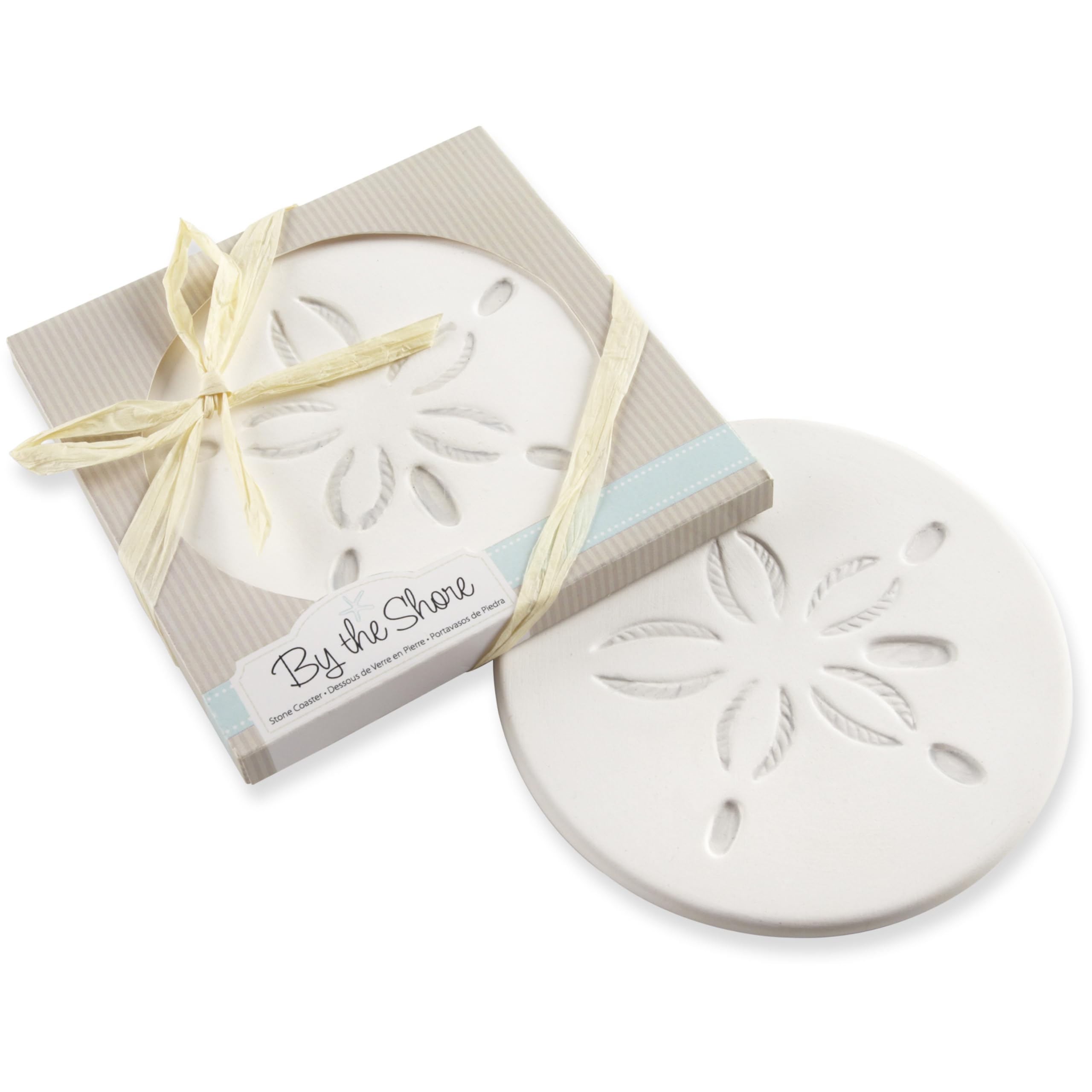 Kate Aspen Absorbent Sand Dollar Drink Coasters Set of 4– Coastal Decor, Nautical Home Decorations, Housewarming Gift, & Beach Themed Coasters for Drinks